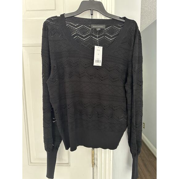 NWT Lot X 2 Lightweight Eyelet Sweaters Sz Med American Eagle Banana Republic - Picture 10 of 14